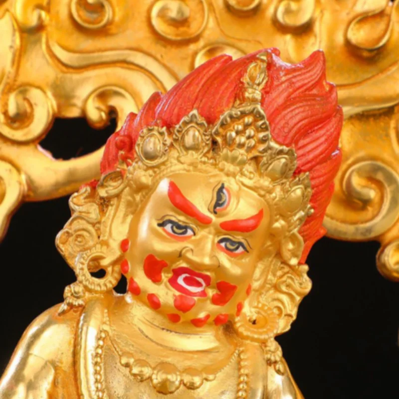 Nepalese Gilt Copper Black Jambhala Statue - Tibetan Buddhist Wealth Protector, Exquisite Ethnic Home Decor Collectible