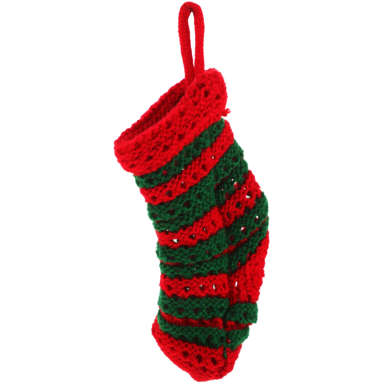 

Small Christmas Stockings Red Green Knit Candy Bags Yarn Mini Hanging Decorations Holiday Christmas Socks Family