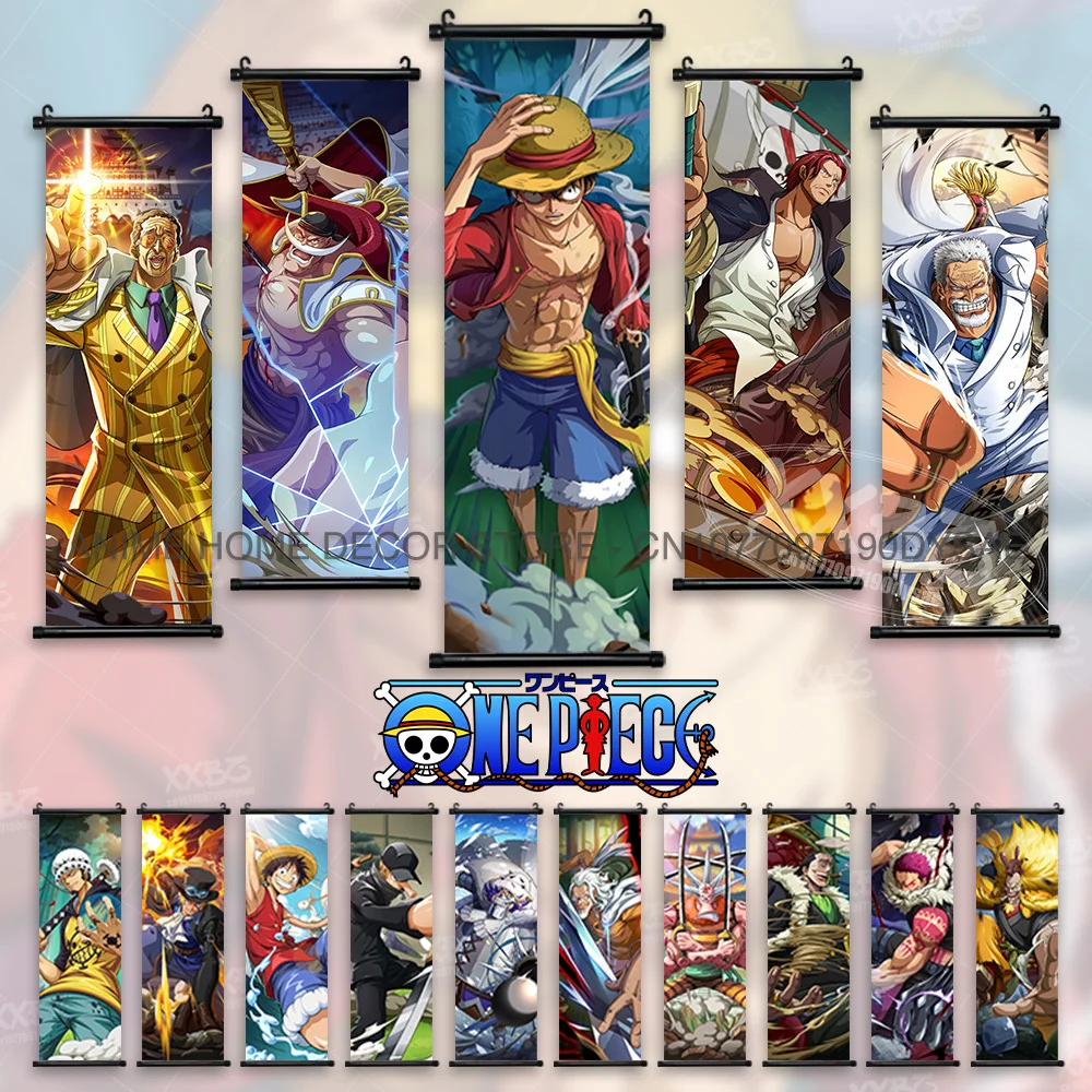 ONE PIECE Poster Home Decor Monkey D.Luffy Wall Art Roronoa Zoro Anime Scroll Picture Buggy Wallpaper Crocodile Hanging Painting