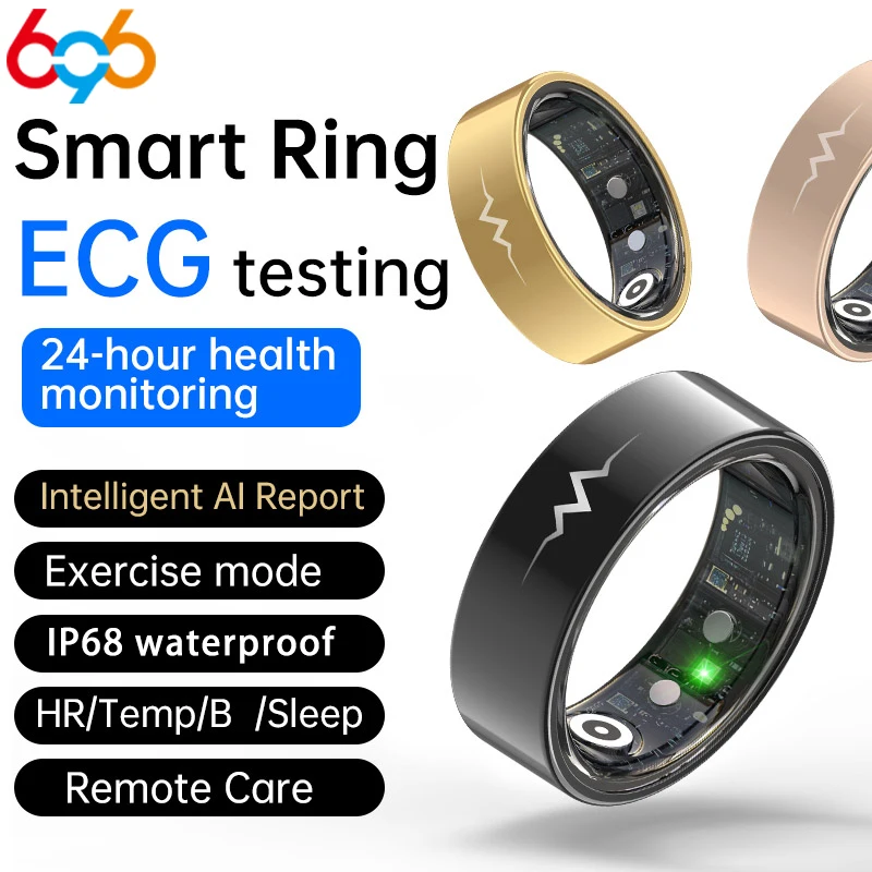 24-hour Health Monitoring Smart Ring Pressure Heartrate Sleep Monitor Men Lady Smartring Waterproof Multi-sport Mode Remote Care