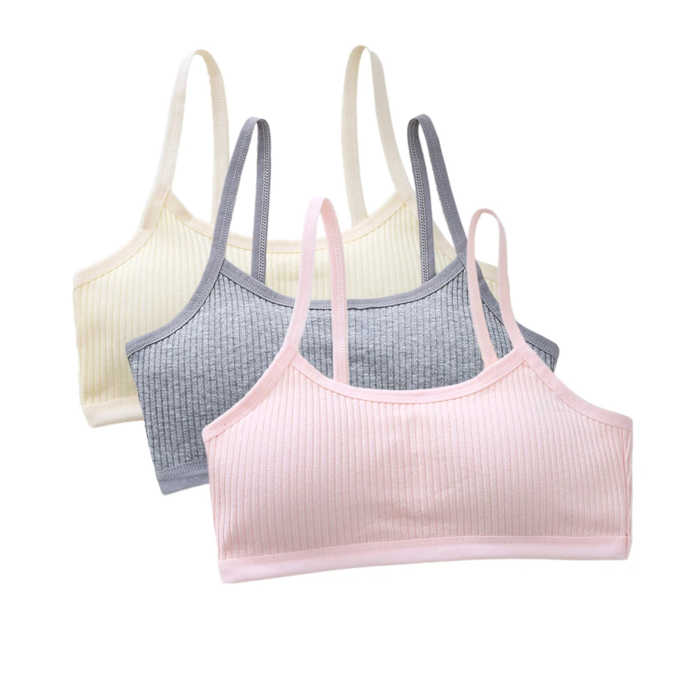 3PCS Big Girls Training Bra Soft No Underwire Push up for Young Teens Comfortable Sport Everyday Bra for Little Breasts 10-16Y