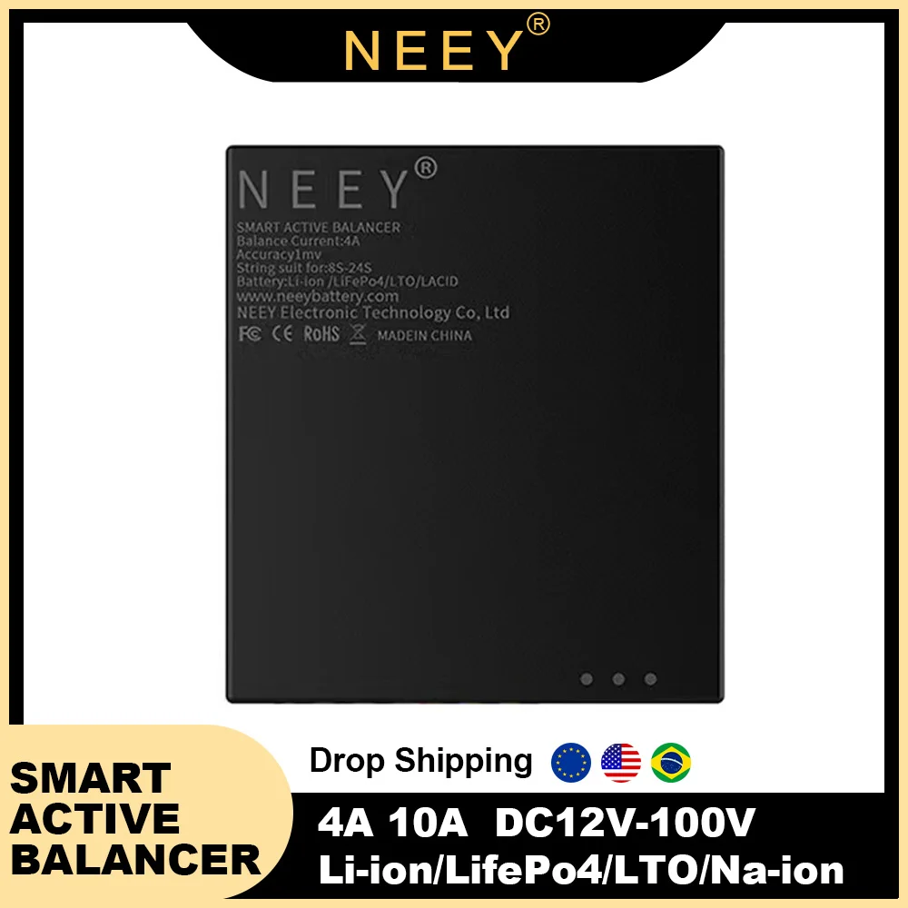 

NEEY 4TH 4A 10A Smart Active Balancer Current Capacitor Balancer 2S To 24S 12V 24V 36V 48V 72V Lifepo4 Li-ion LTO 18650 Battery