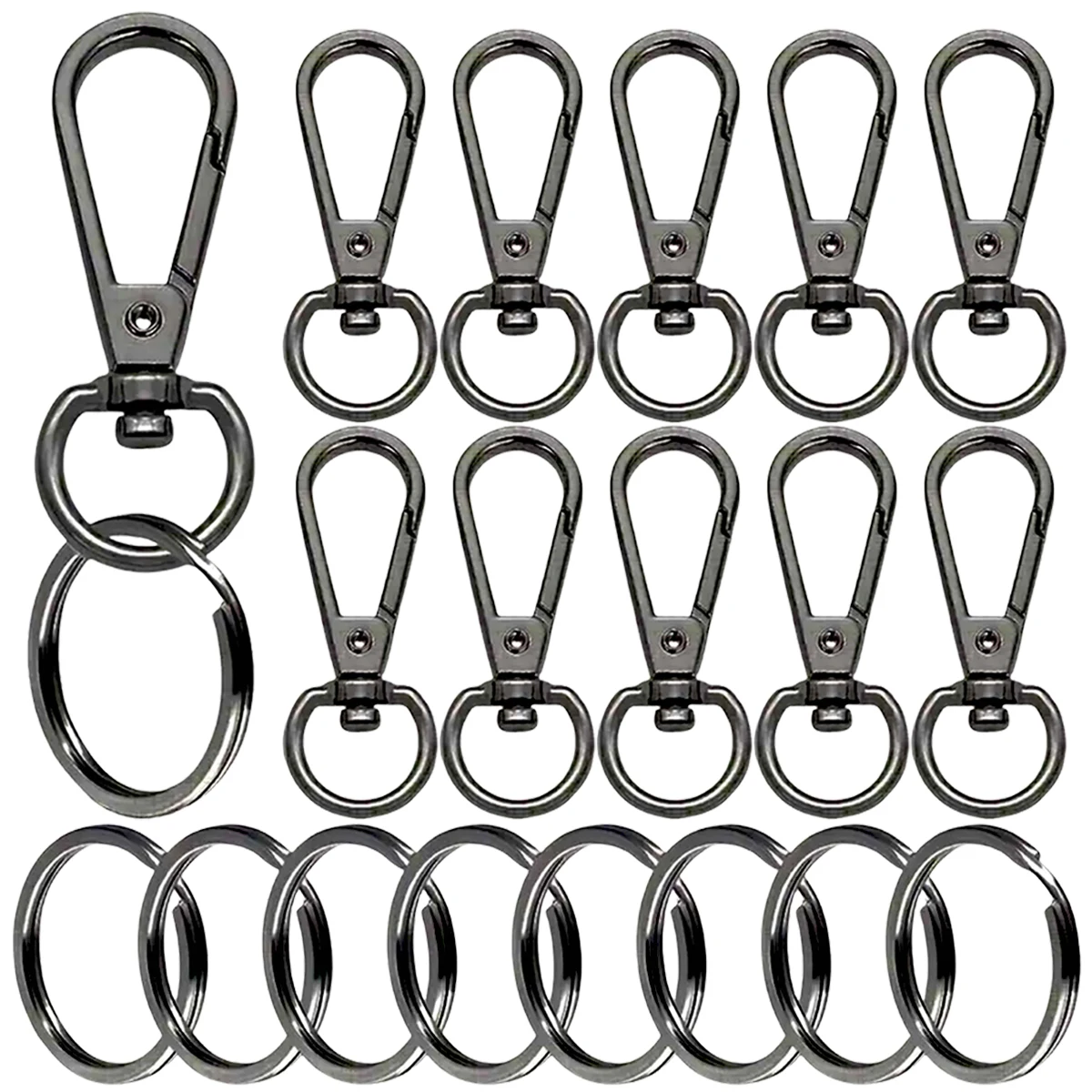 8/15 Sets Swivel Snap Hooks with Flat Key Rings, Ideal for Keychains Lanyards Pet Leashes DIY Crafts Gifts Wallet Bag Hardware