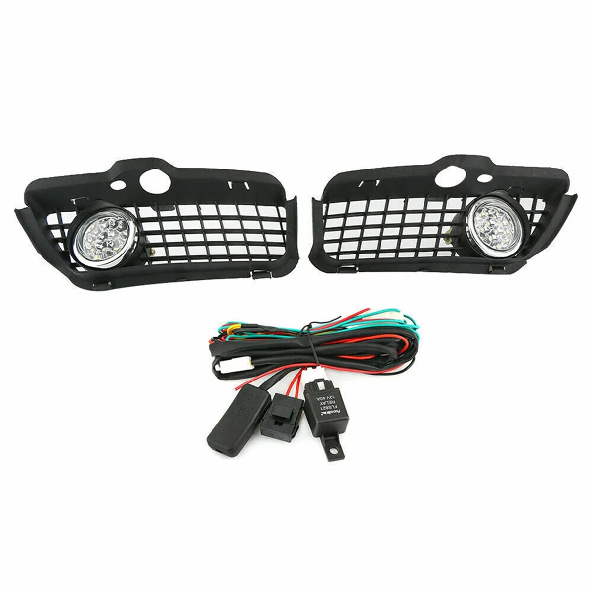 1Pair Car Front Bumper LED Fog Lamp Grille Cover for VW Golf Jetta MK3 Cabrio 1993-1998 White Drl Driving LED Fog Light