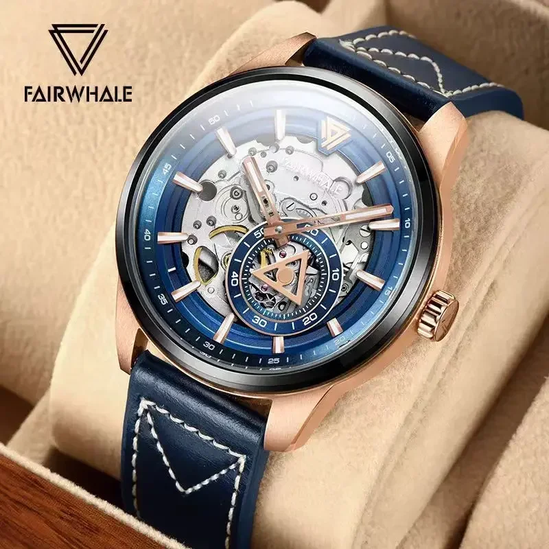 

Mark Fairwhale 6220 Men's Automatic Mechanical Watch Tourbillon Triangle Design Waterproof Luminous Reloj Hombre