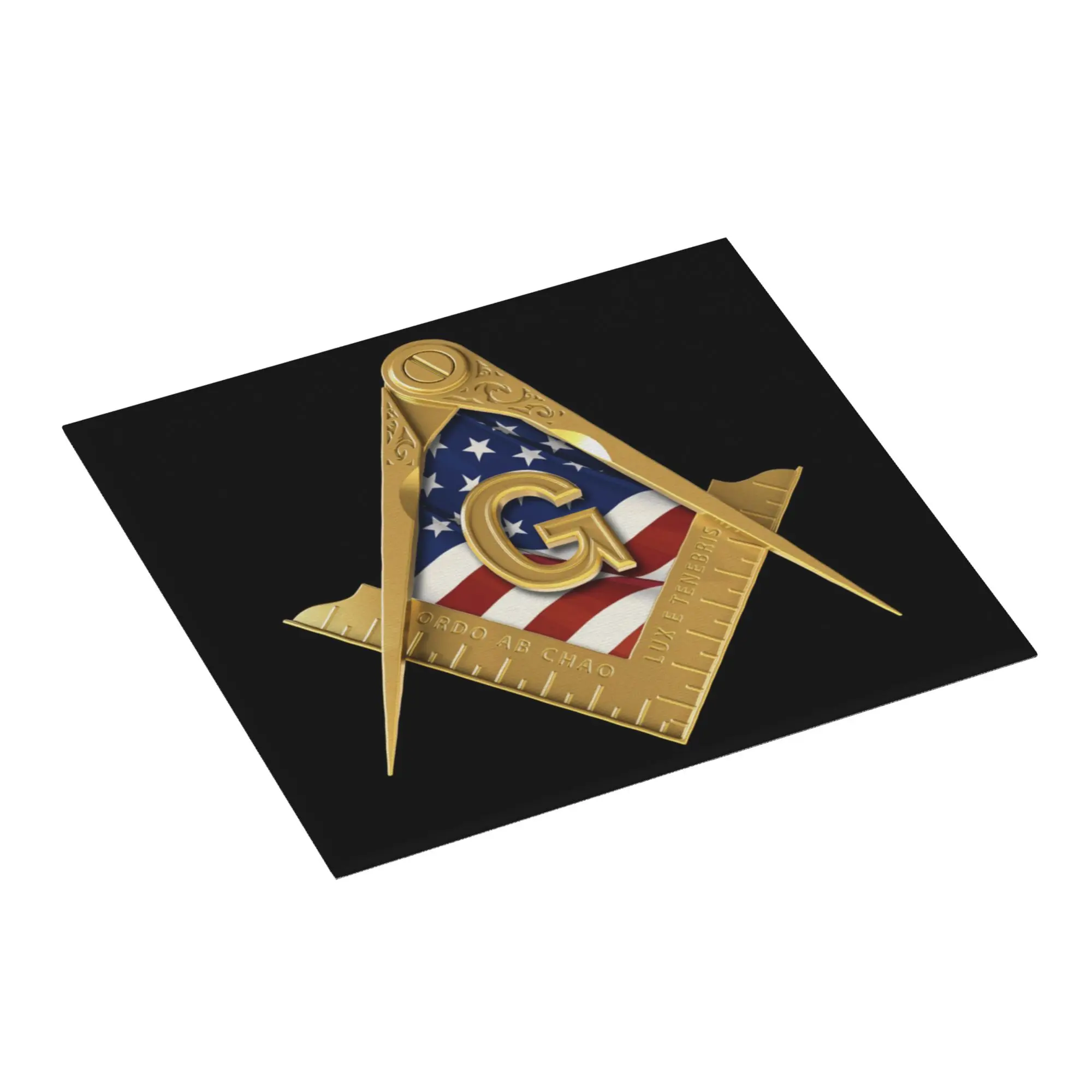 Drying Mat For Kitchen American USA Flag Square And Compass Masonic Freemason Water Absorbent Kitchen Counter Protector Mat