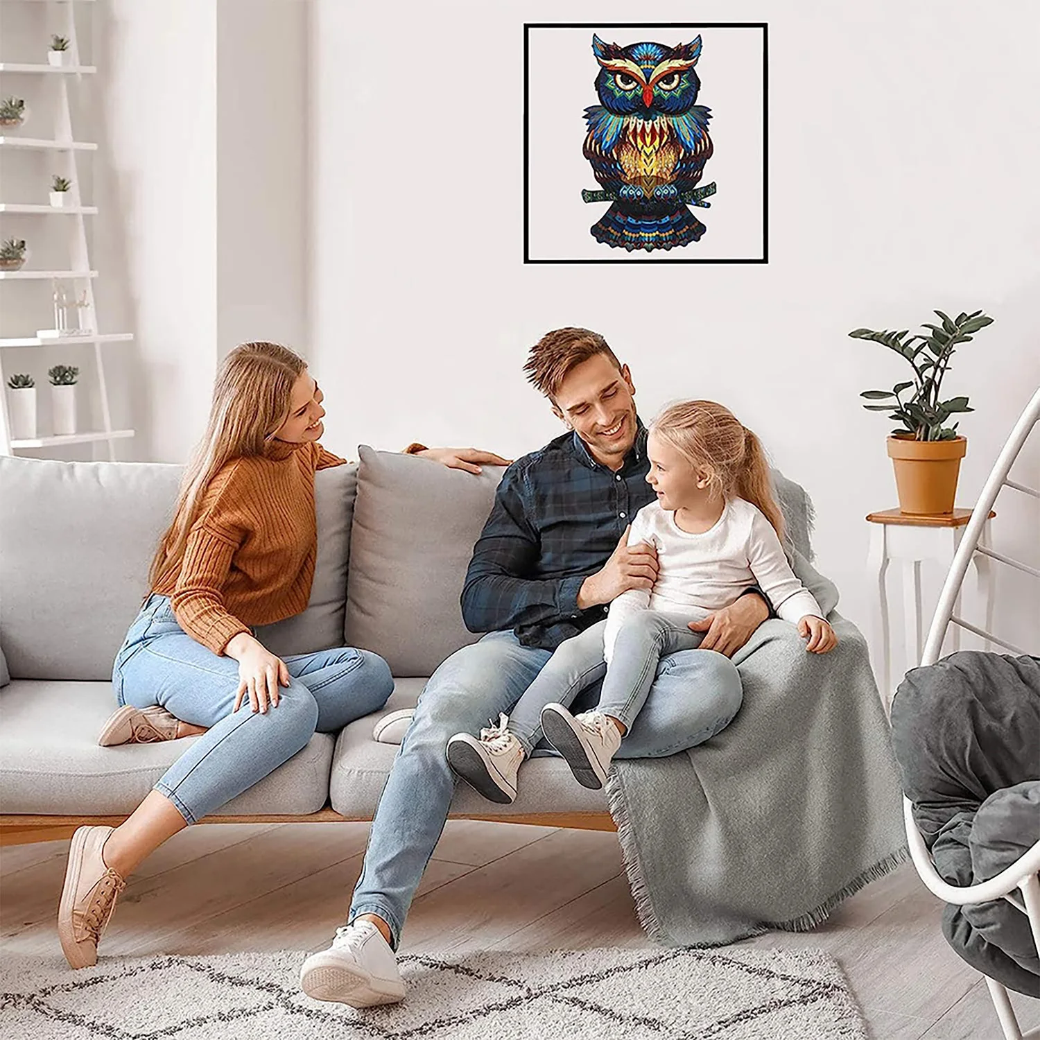 Owl Unique Wooden Puzzles Magic Jigsaw Puzzles for Adults Home Decor Games Family Fun Floor Puzzles Educational Toys for Kids