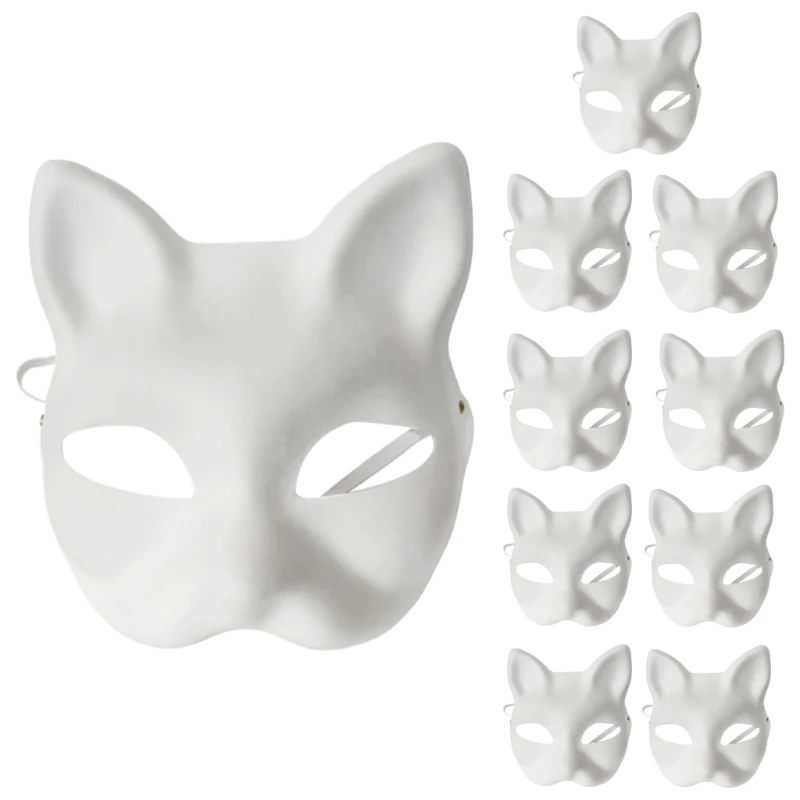 White Crafts Masks Cosplays Blank Masks Carnivals Masks Paper Mache Art Masks N7YF