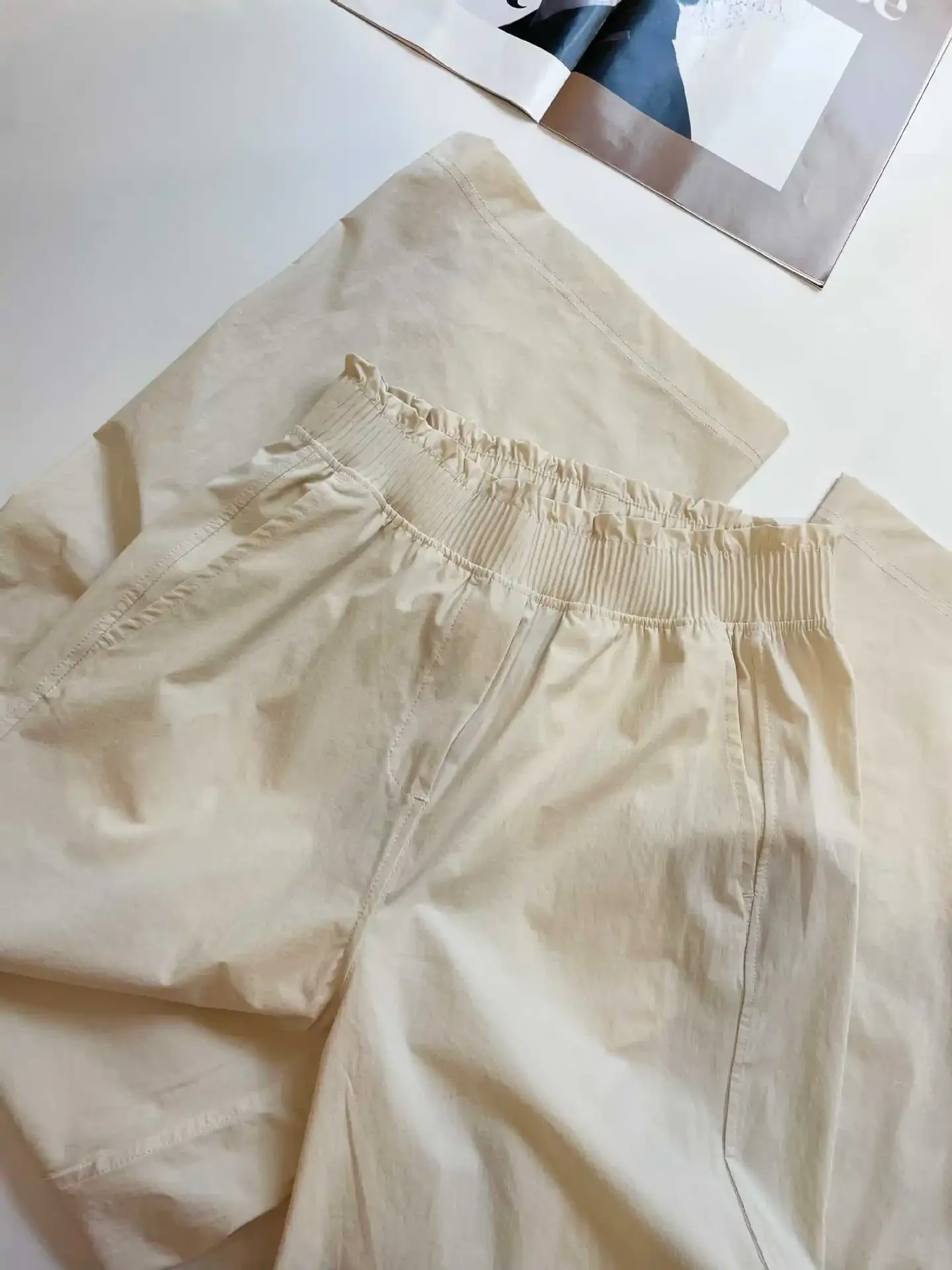 الخصر الدانتيل مطوي واقية من الشمس سراويل تقليدية المرأة عادية بنطال ذو قصة أرجل واسعة الخصر Gored اللولو حماية الشمس فضفاضة تناسب سراويل طويلة #6