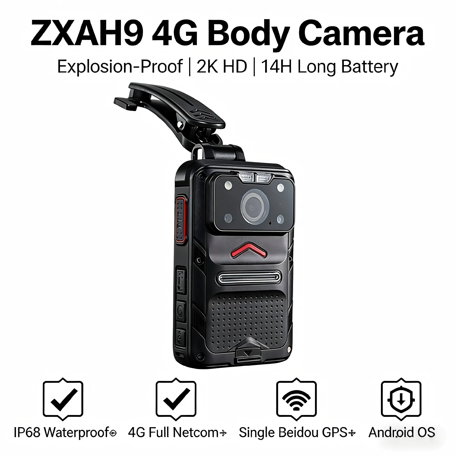 4G Body Camera with Two-Way Audio CMOS Sensor 2K HD EIS Stabilization IP68 Waterproof AI Capabilities High-Performance Recordern