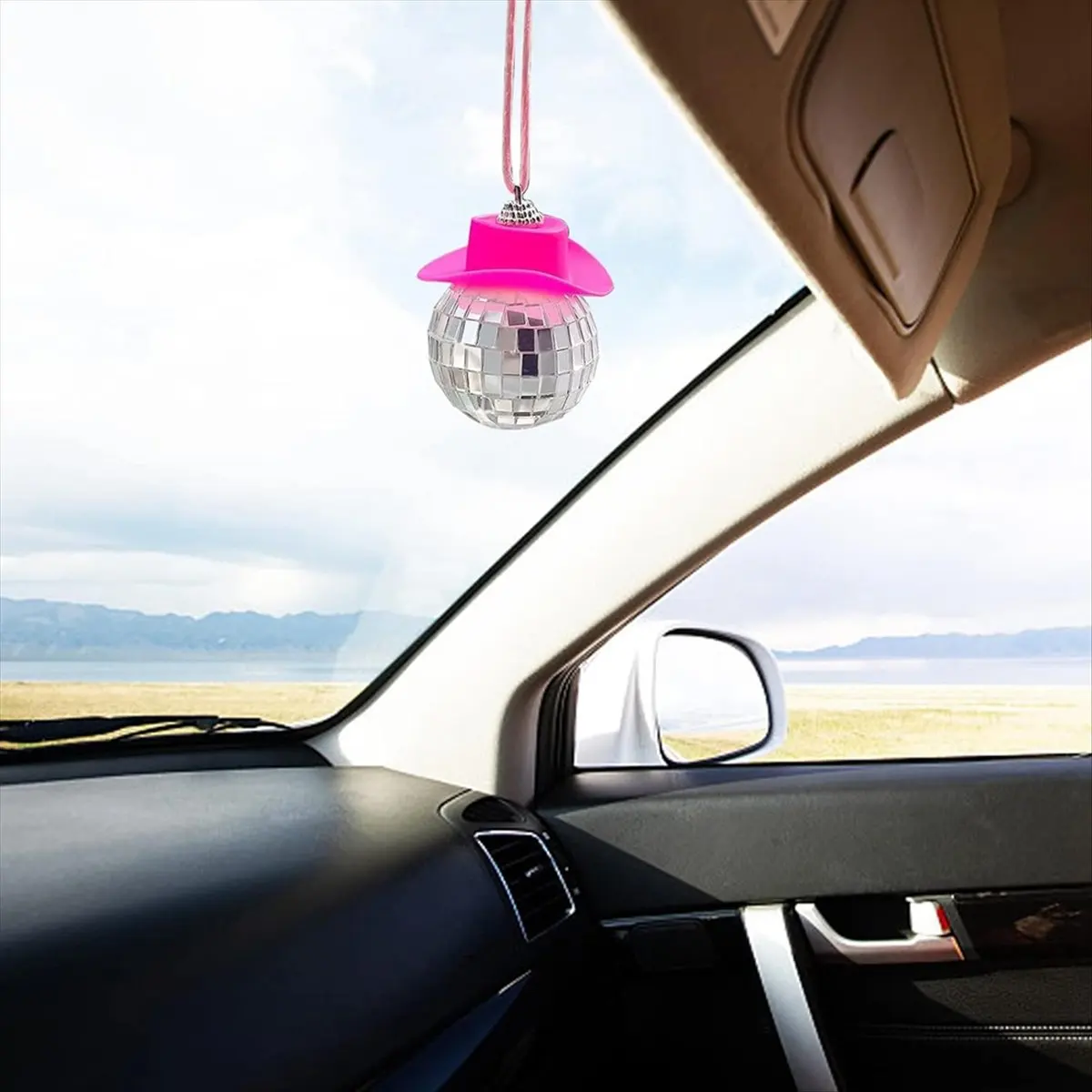 New Arrival Disco Ball Cow Boy Hat Car Accessories,Car Interior Accessories,Car Hanging Ornament Accessories-Black