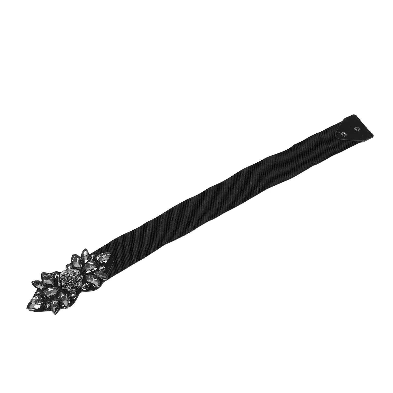 Rhinestone Elastic Waist Belt Wide Corset Style Stretch Dress Belt Rose Design for Formal Party Wear Rhinestone Dress Wide Belts