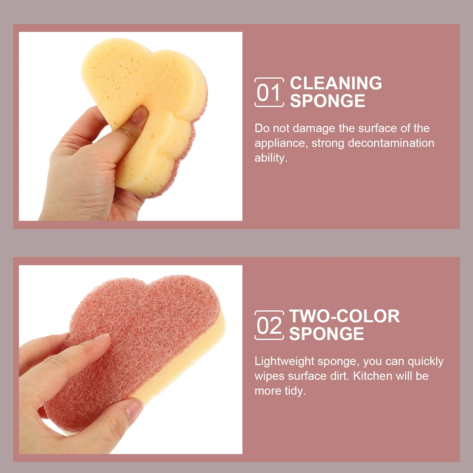 

12pcs Cleaning Sponge Kitchen Practical Dish Bowl Cup Home Durable Safe Non Stick Scouring Sponges Household Washing