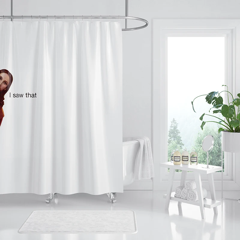 Aertemisi Jesus I Saw That Funny Meme Shower Curtain Set with Grommets and Hooks for Bathroom Decor