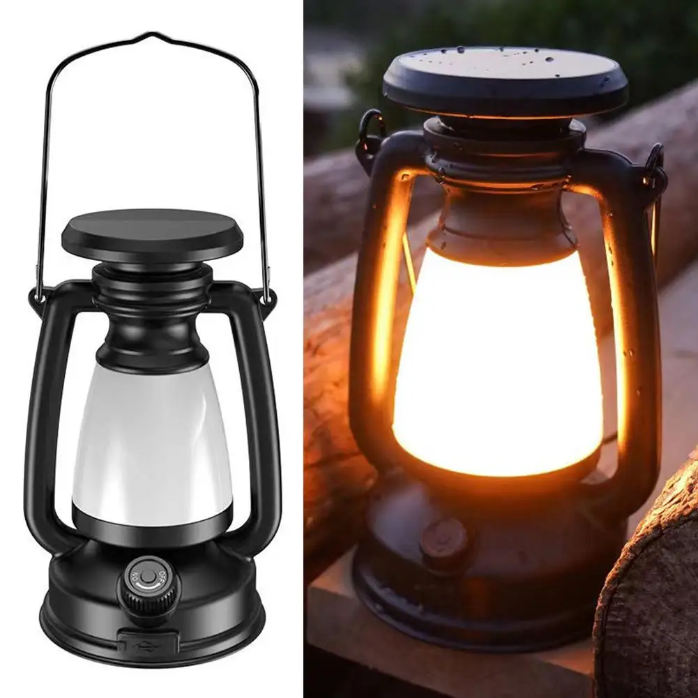 Vintage Lantern Portable Rechargeable Hanging Camping Lamp LED Table Lamp Courtyard Decor Garden Lantern Lighting lamp