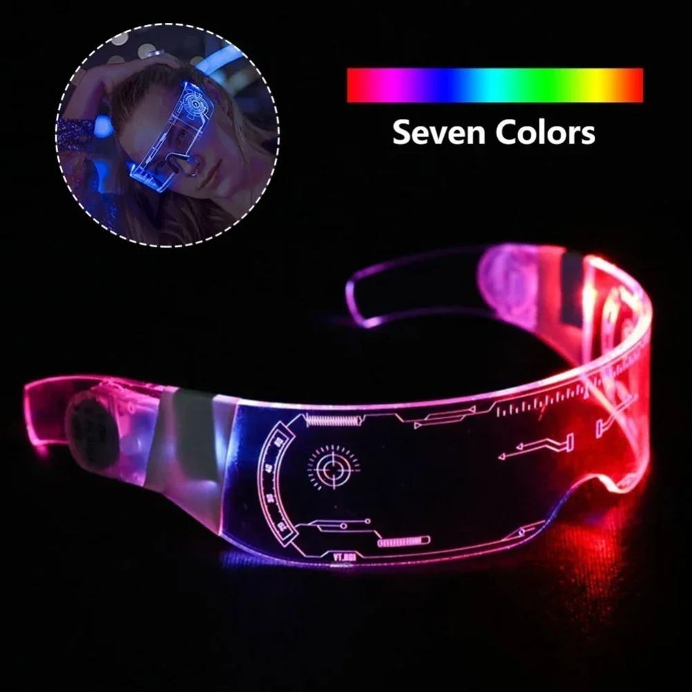 7 Modes Festival LED Luminous GlassesNeon Light Up Visor Eyeglasses Colorful Grow Goggles Bar Party Decor Christmas Halloween