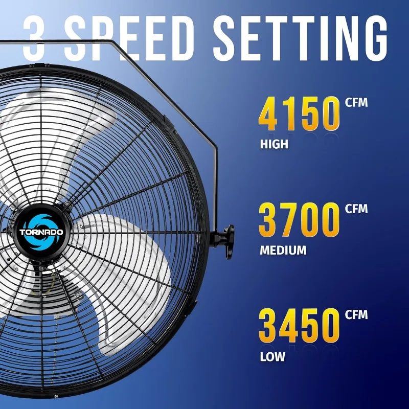 高速産業用壁ファン、Teaoエンクロージャモーター、4000 cfm、3スピード、6.5フィートコード-ul、安全リスト、18インチ