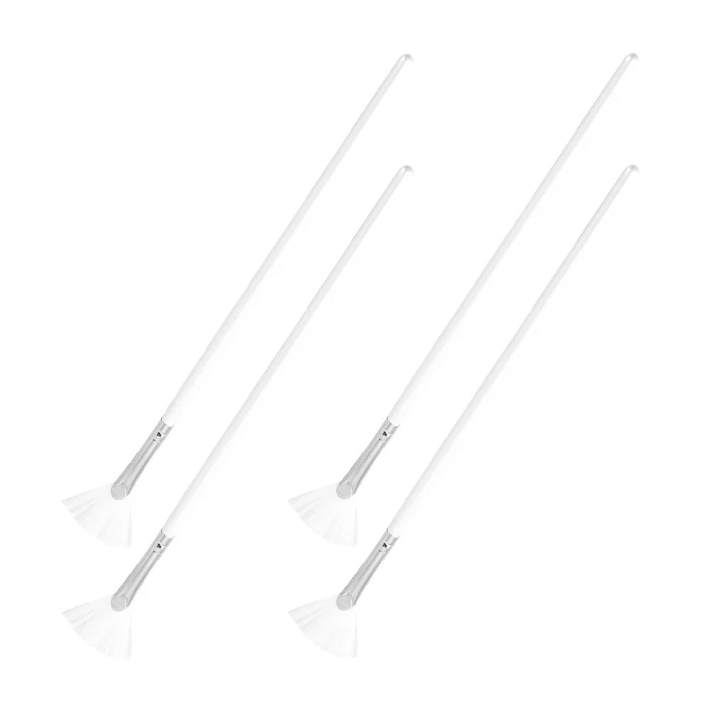 4 قطع من فرش مروحة الوجه الناعمة ذات المقبض الطويل من النايلون لكريم الطين حتى أدوات تسليط الضوء على المكياج