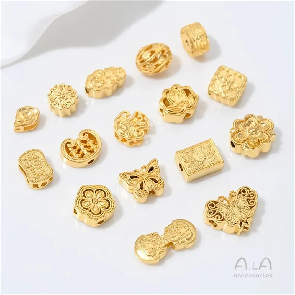 Viet Sand Gold Non-Fade Auspicious Cloud Butterfly Flower Bead DIY Handmade Jewelry Accessories