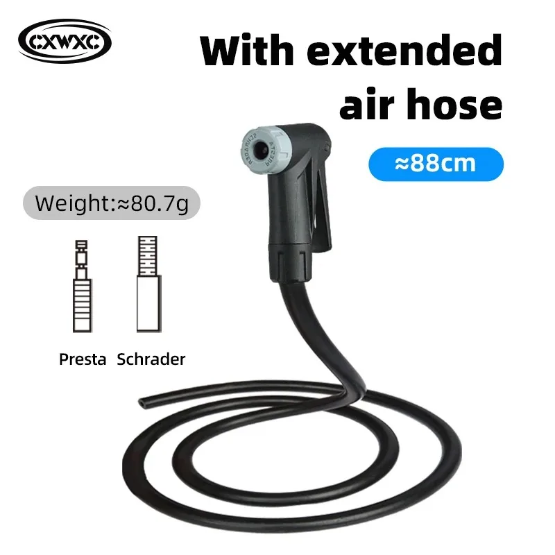 CXWXC Presta Schrader Pump Valve Changeable Adapter Bicycle Air Inflator Nozzle with Hose Road Bike Floor Pump Smart Head Valve