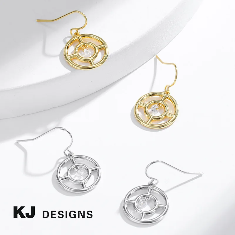 Kenger, metal-plated real gold, hollow geometric ear hook, women's ins earrings, versatile earrings treatment.