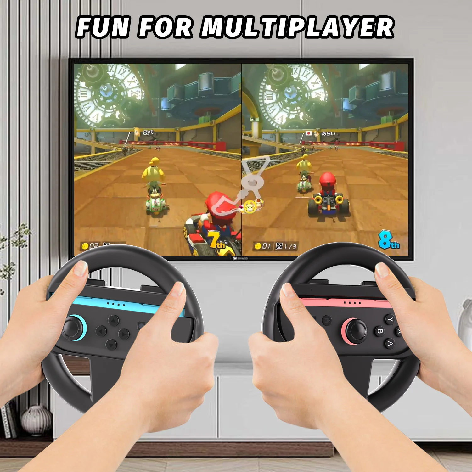 RGEEK 2 قطعة عجلات توجيه سباق مقلدة لملحقات مرفق وحدة تحكم Switch2 JoyCon لقيادة نينتندو سويتش 2