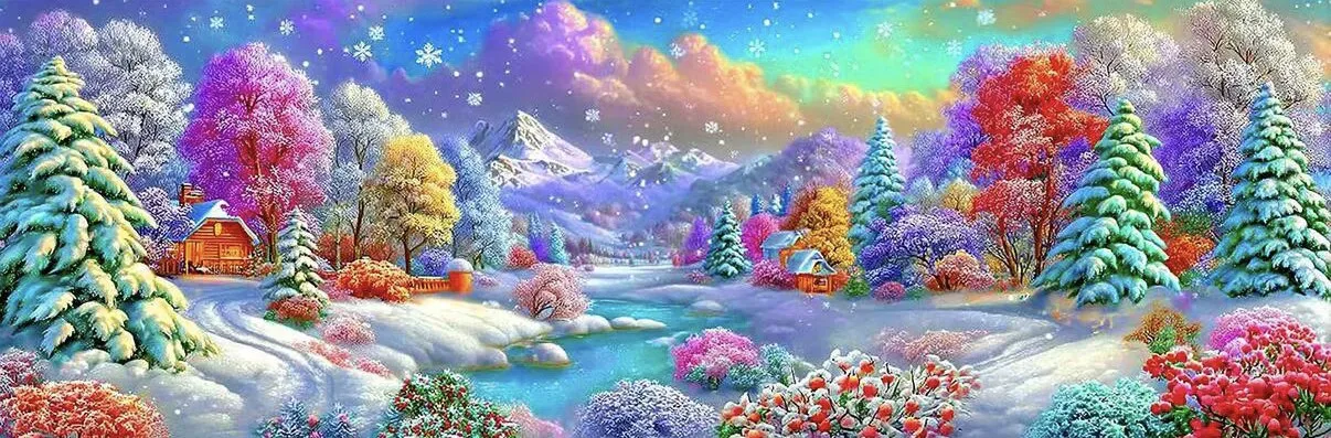 

9CT 11CT 14CT Winter Forest Pre-Printed Cross Stitch DIY Embroidery Set Handicraft Floss Needle Crafts