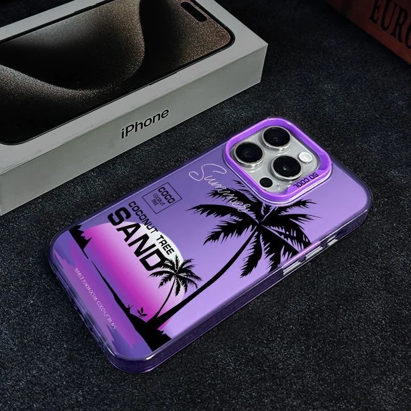 Ins Fashion Coconut Tree Phone Case for OPPO Reno 6 6Pro 7 7Pro 7Z 8T 10Pro Plus 5G Matte Shockproof Back Cover