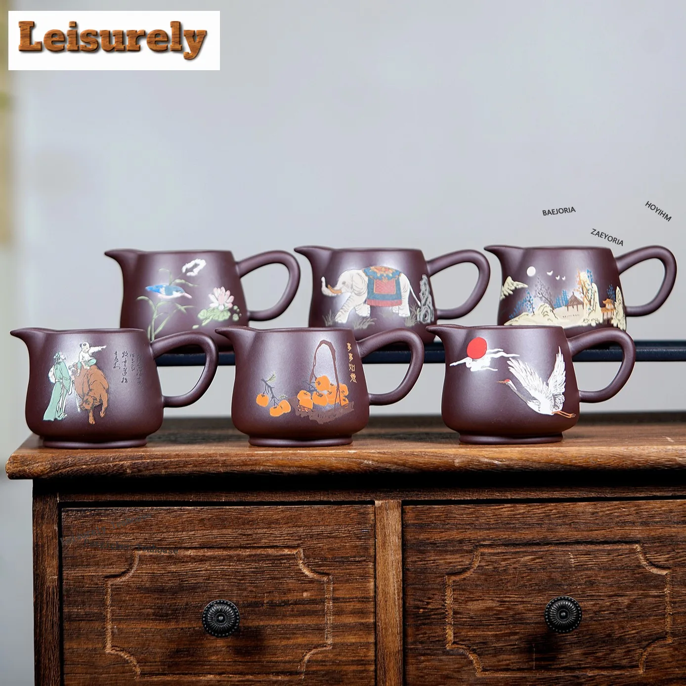 HOYIHM 280ml Yixing Purple Clay Tea Pitcher Pour Tea Serving Cup Cha Hai Dispenser Justice Cup Fair Mug Tableware Accessories