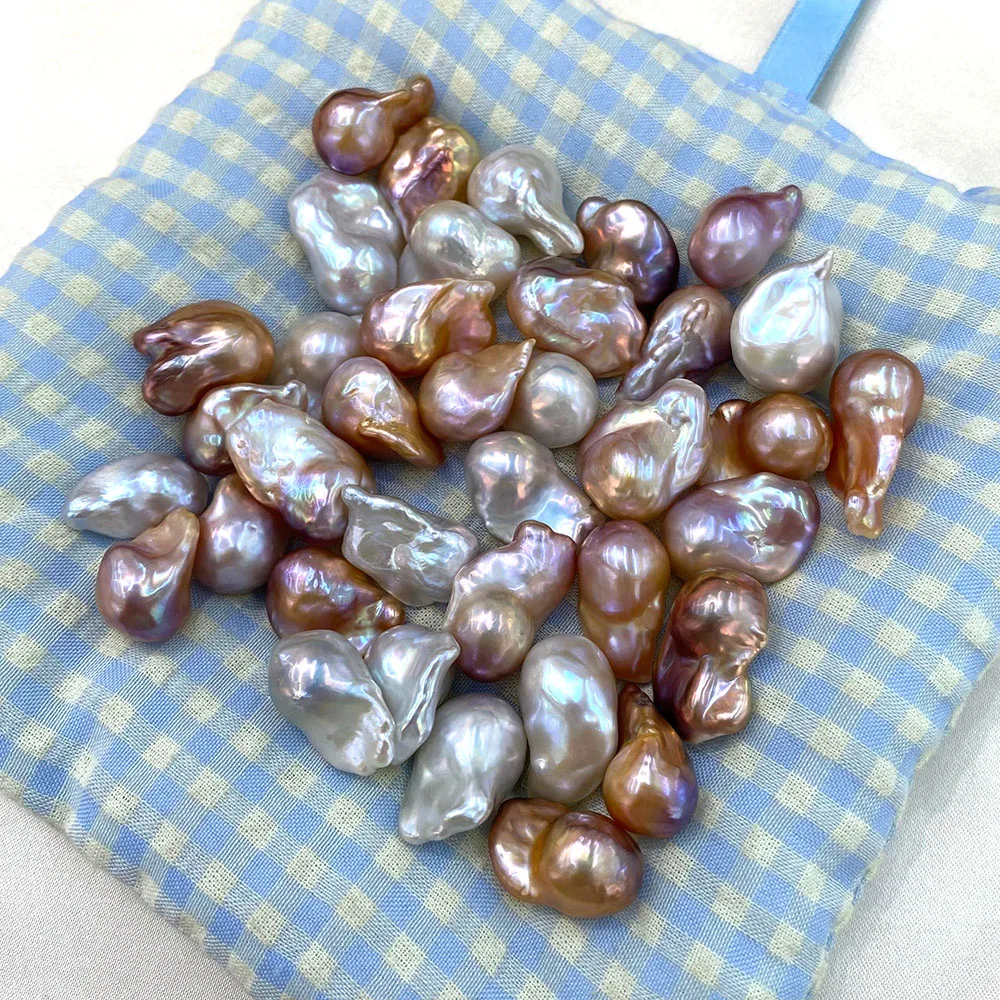 Exquisite Irregular Natural Freshwater Purple and White Tail Holeless Loose Pearl Beads for DIY Necklace Earrings Accessories