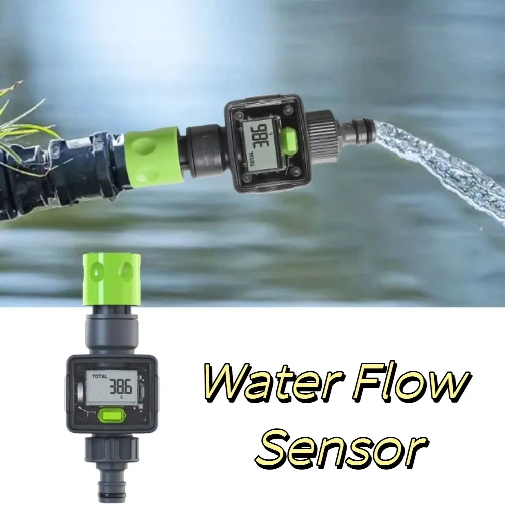Digital Water Flow Meter 180° Screen-Flip Quick Connectors Water Flow Sensors IPX6 Easy To Install Flow Rate Car Washing