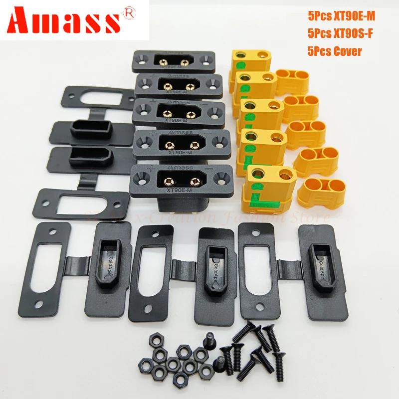 5/10Pcs Genuine AMASS Black/Yellow XT90E-M XT90S XT90H Male/ Female Plug Screw Mount Protector Cover Connectors