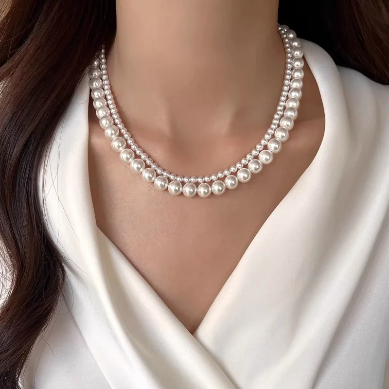 Free shipping from the manufacturer. Same style as Ni Ni's, high-end version of Australian white pearl necklace for women, elega