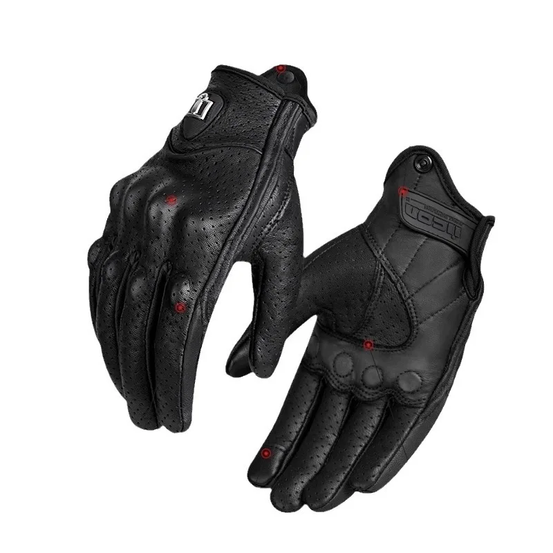 

Winter Motorcycle Riding Gloves - Waterproof Genuine Leather Thermal Electric Vehicle Gloves for Cold Weather