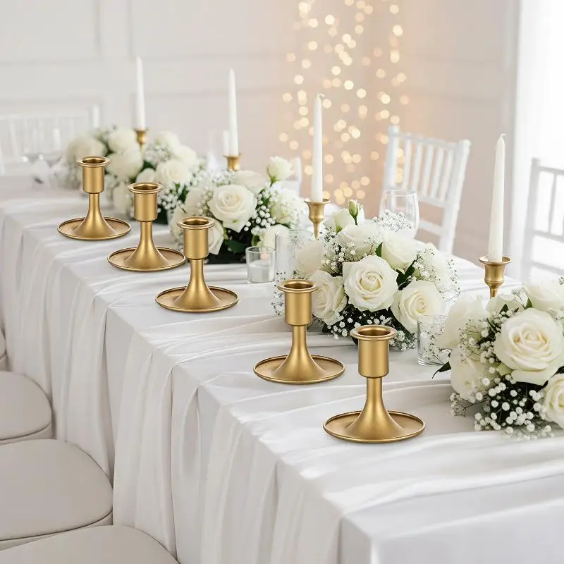 1PCS Vintage Metal Chamberstick Candle Holder With Handle Teacup Shape Ridged Pillar Candle Stand For Home Decor Wedding Table