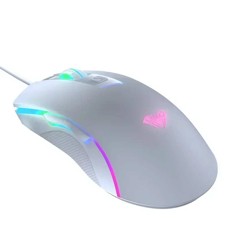 

Игровая мышь Aula S28, RGB прокрутка, 6-скоростная регулировка Dpi, противоскользящие боковые крылья, бесшумная игровая офисная настольная мышь для ноутбука