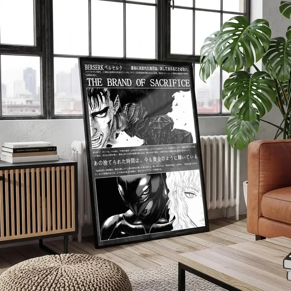 Berserk Guts Manga Anime Poster, abziehbares, selbstklebendes Albumcover-Poster, rahmenlose Wandkunst für das Schlafzimmer