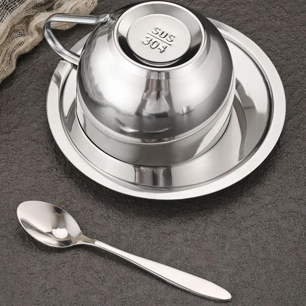 

Portable Stainless Steel Coffee Cup Set Double Wall 180/200/280ml Tea Cup Hot Resistant Rustproof Espresso Cup Restaurant