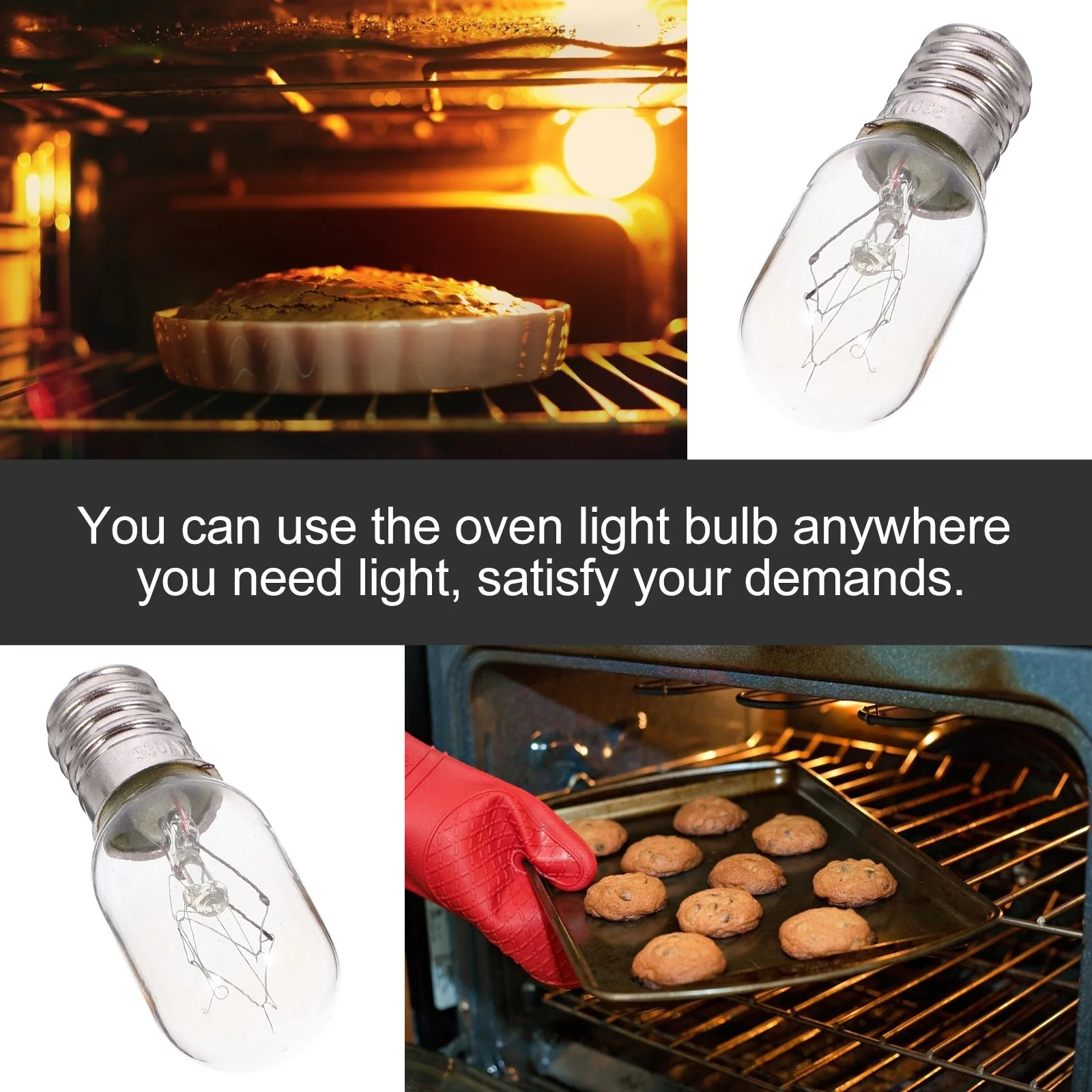 

3Pcs Oven Light Bulbs E12 Replacement Appliance Bulbs Microwave Refrigerator Small Resistant Appliance Light Bulb