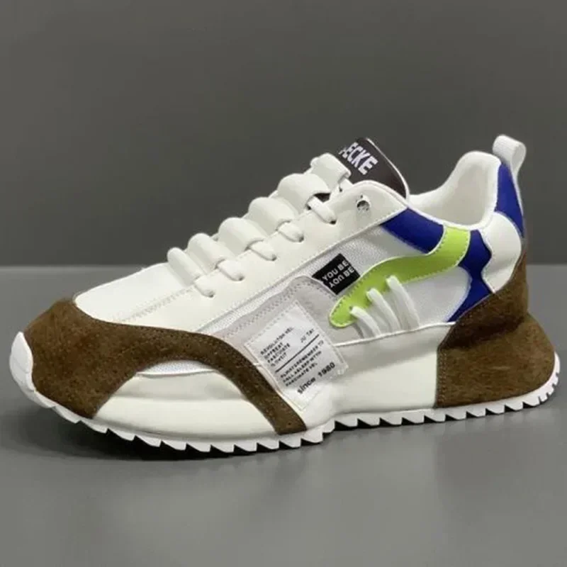 Zapatillas de deporte para hombre, mocasines de malla de verano con cordones, deportes de cuero, zapatos informales para correr para las cuatro estaciones, zapatos cómodos Forrest Gump para hombre