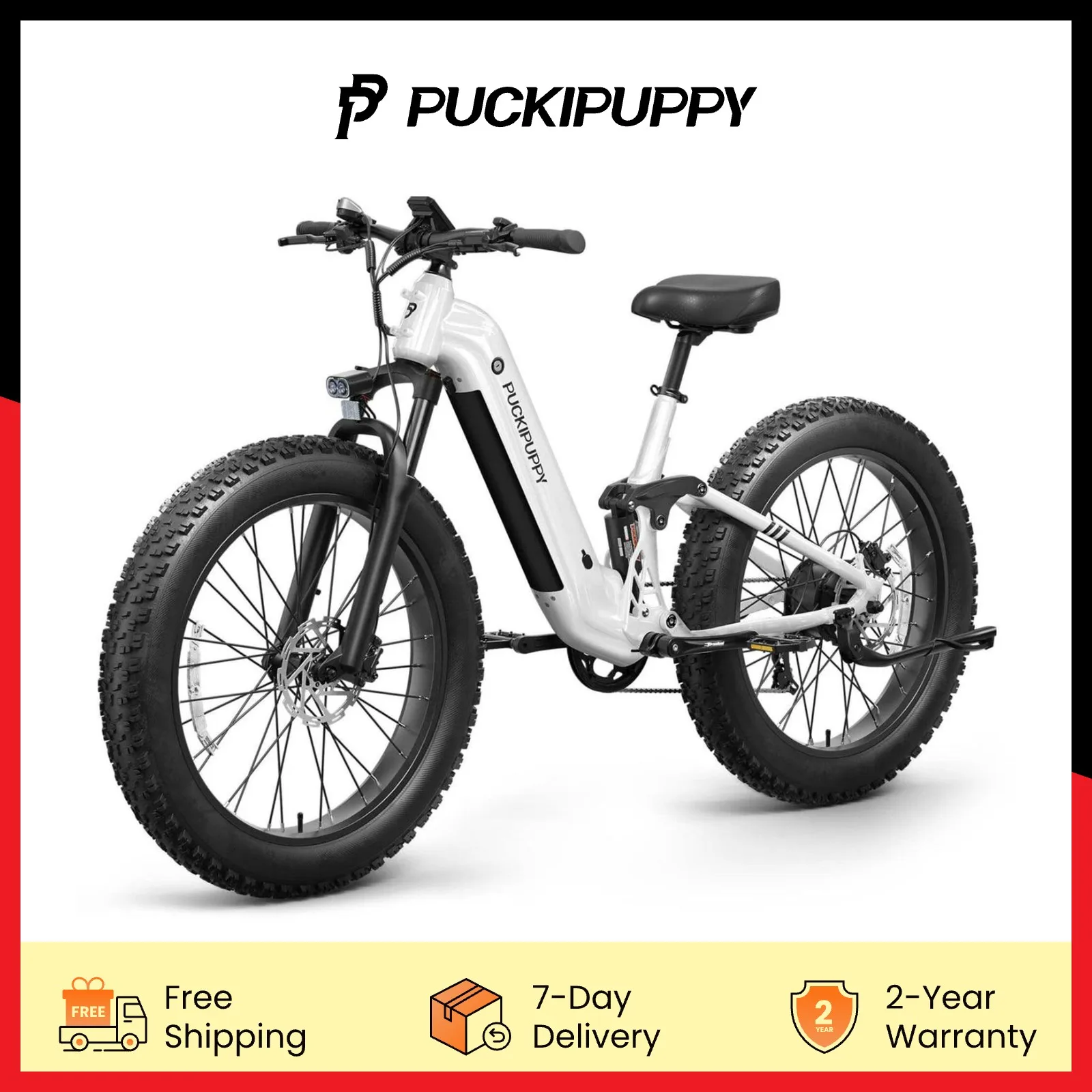

PUCKIPUPPY Electric Bike for Adults 960W 48V 20AH Battery Adult Electric Bicycles 26" Fat Tire Full Suspension Step-Thru Ebike