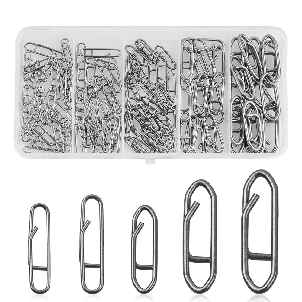 

200Pcs Power Clips Fast Fishing Snaps Tackle Fishing connector Speed Clips 26LB-121LB Quick Change Lure Fishing Accessories