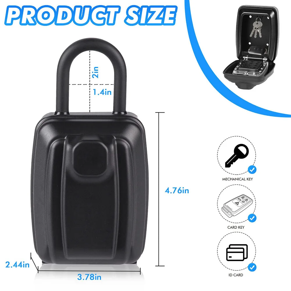 Sayram Lake Key Lock Box Large Capacity Key Box with Hanging Ring Keyboard Combination Resettable Code Waterproof Security