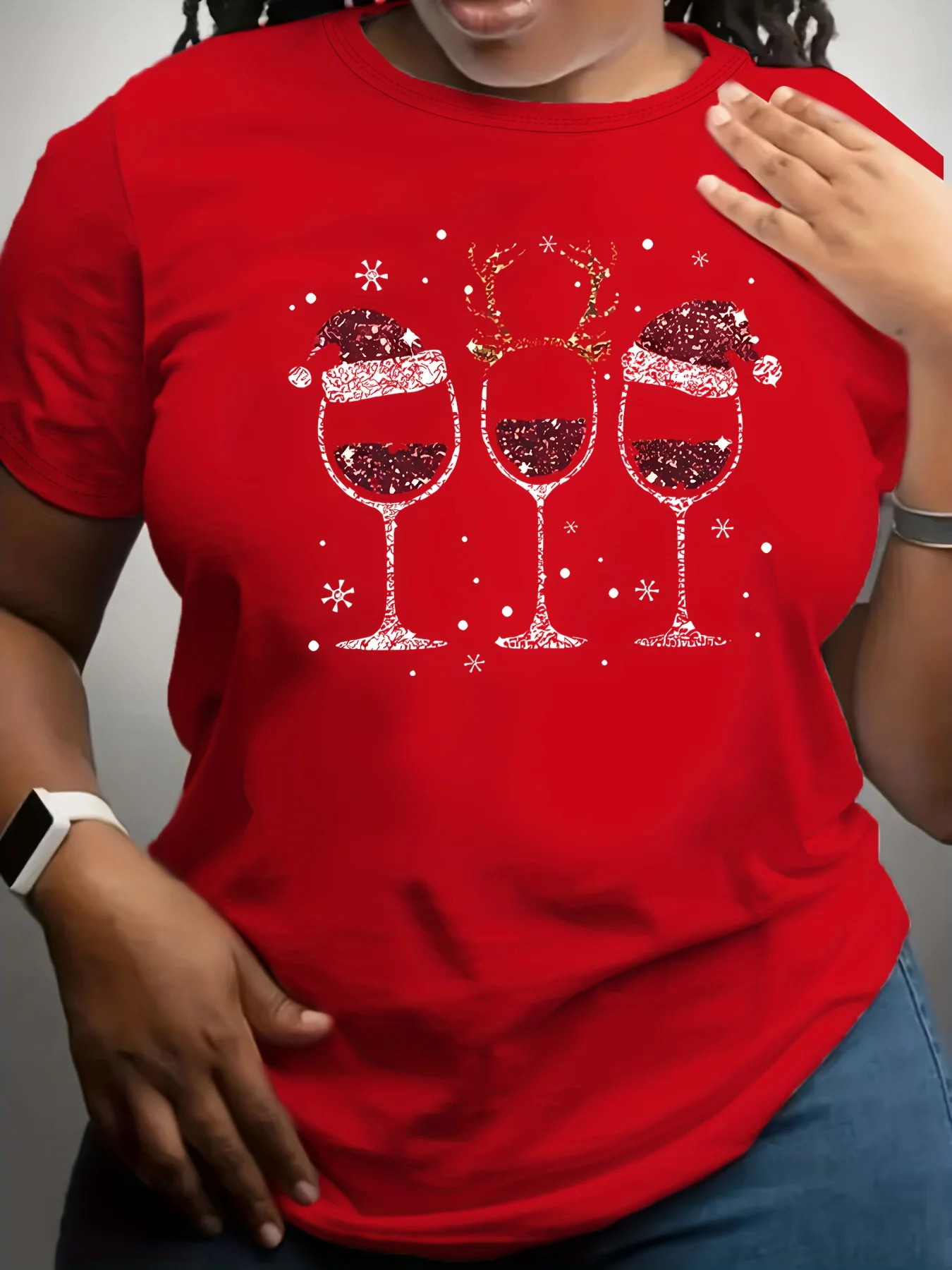 Kaos Natal Ukuran Besar untuk Wanita, Kaos Grafis dengan Tulisan, Kaos Natal untuk Wanita