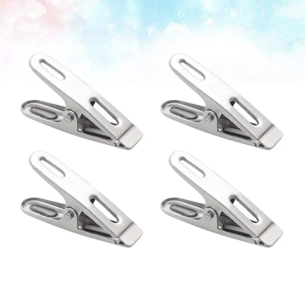 4Pcs Food Sealing Clips Stainless Steel Corrosion Resistant Multi Purpose Snack Closer Clothes Fixer Home Office Kitchen Use