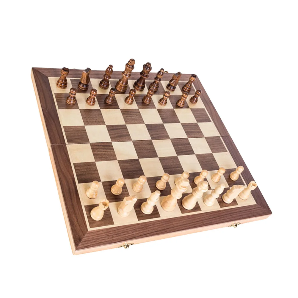 

Portable Wooden International Chess 40Cm Folding Board Game Set for Travel Home School Use Strong Magnetic Pieces Chess Game