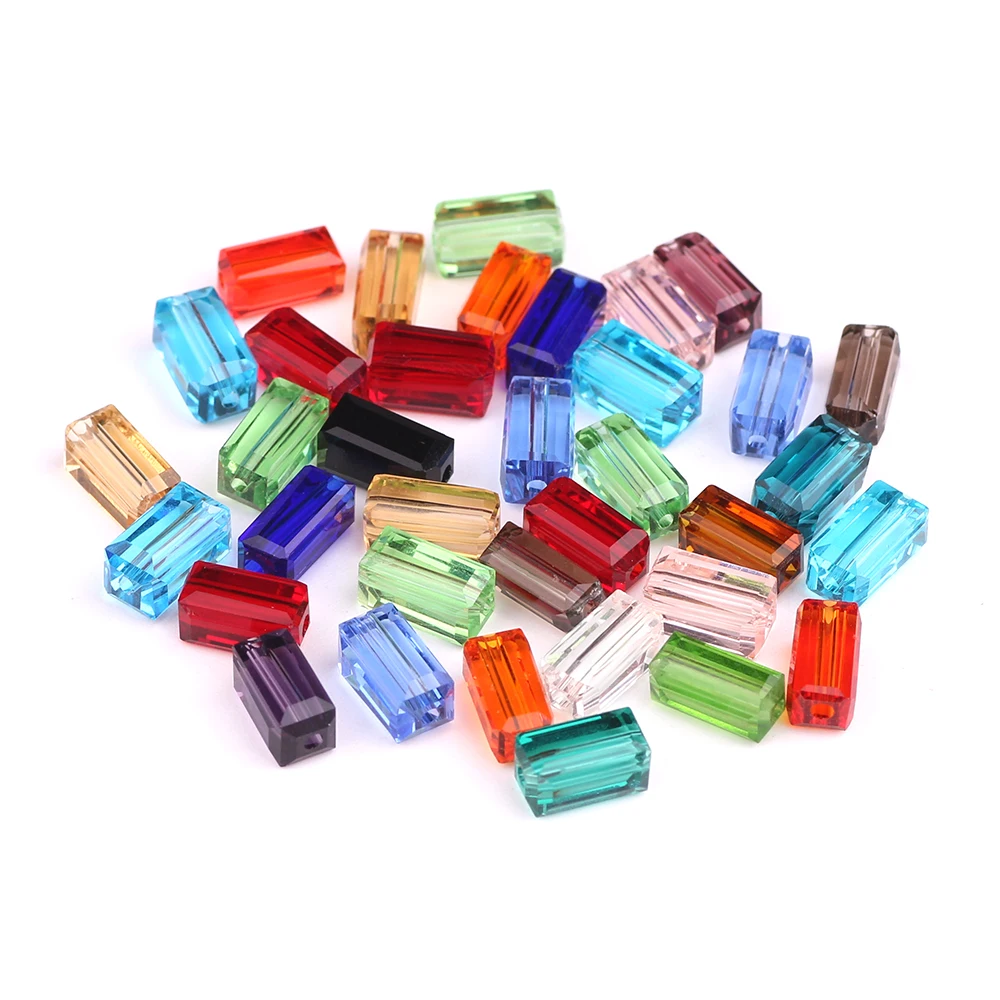 75Pcs 3X6mm Rectangle Austrian Crystal Beads Long Square Shape Glass Loose Beads for Jewelry Making Bracelet DIY Accessories