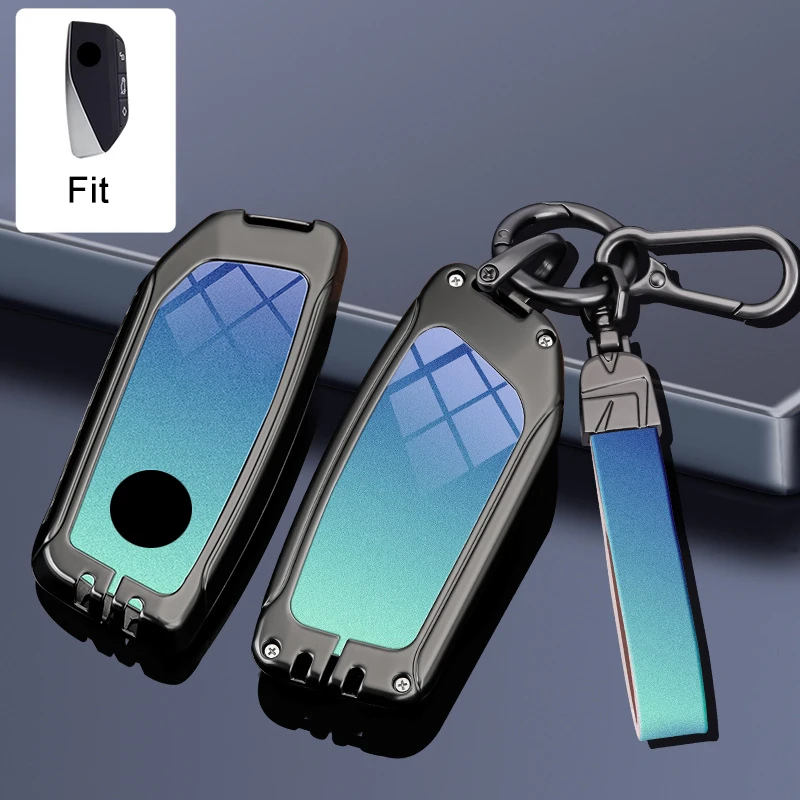 Zinc Alloy Gradient Color for BMW X1 IX XM X5 X6 X7 I7 2023 2024 Smart Remote Key Case Cover Fob Bag Holder Keychain Accessories