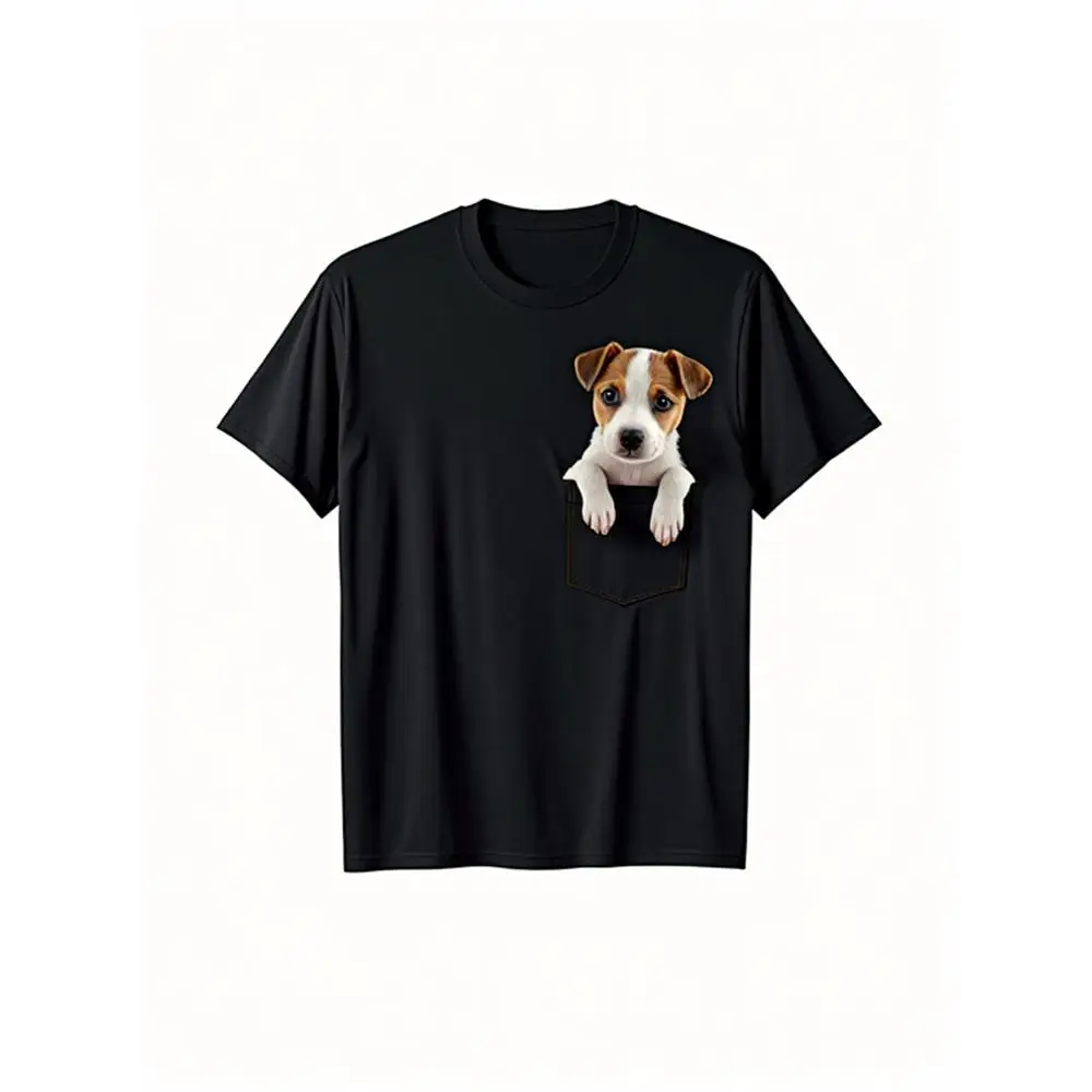 Men's Jack Russell Terrier T-shirt Pure Cotton Casual Short Sleeve JRT Dog Print Heat Transfer Shirt Dog Lover Gift Machine