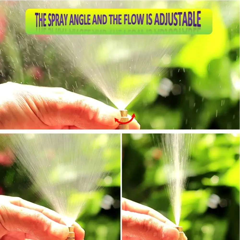 Durable OD 8mm Misting Nozzle Brass Low Pressure Spray Head Adjustable Atomizing Sprinkler